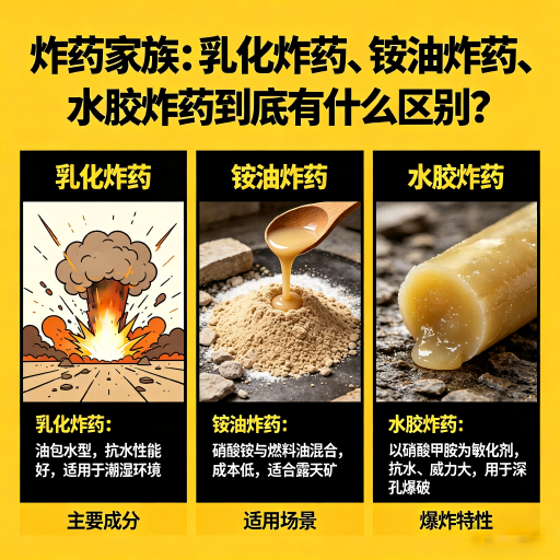 霍林郭勒炸药家族：乳化炸药、铵油炸药、水胶炸药到底有什么区别？